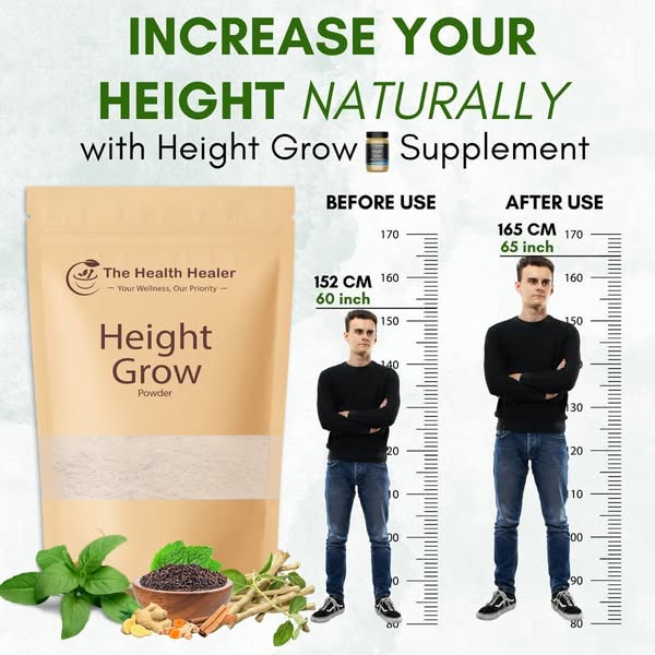 The Health Healer Height Grow Powder – 100% Natural Height Increase Supplement – 100g